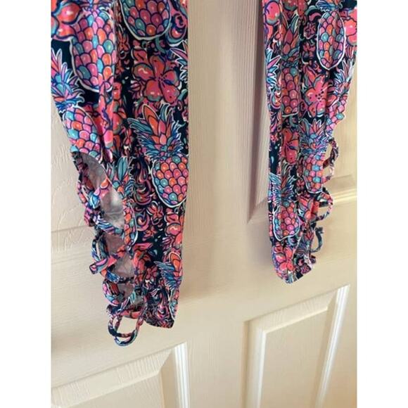 Simply Southern Pineapple Hibiscus Print Leggings- Size OS - Picture 4 of 6